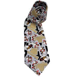 '90s Vintage Peanuts Snoopy Silk Tie WWI Flying Ace Cards Iconic Collectible Art